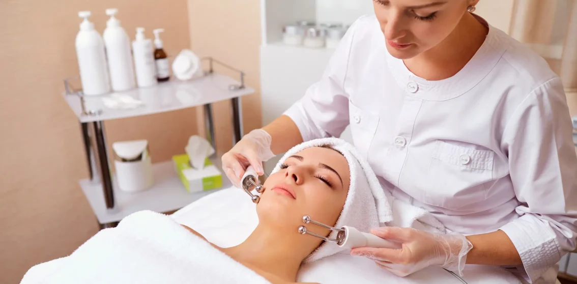 Woman receiving CACI Ultra facial treatment