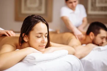 male and female massage therapy clients