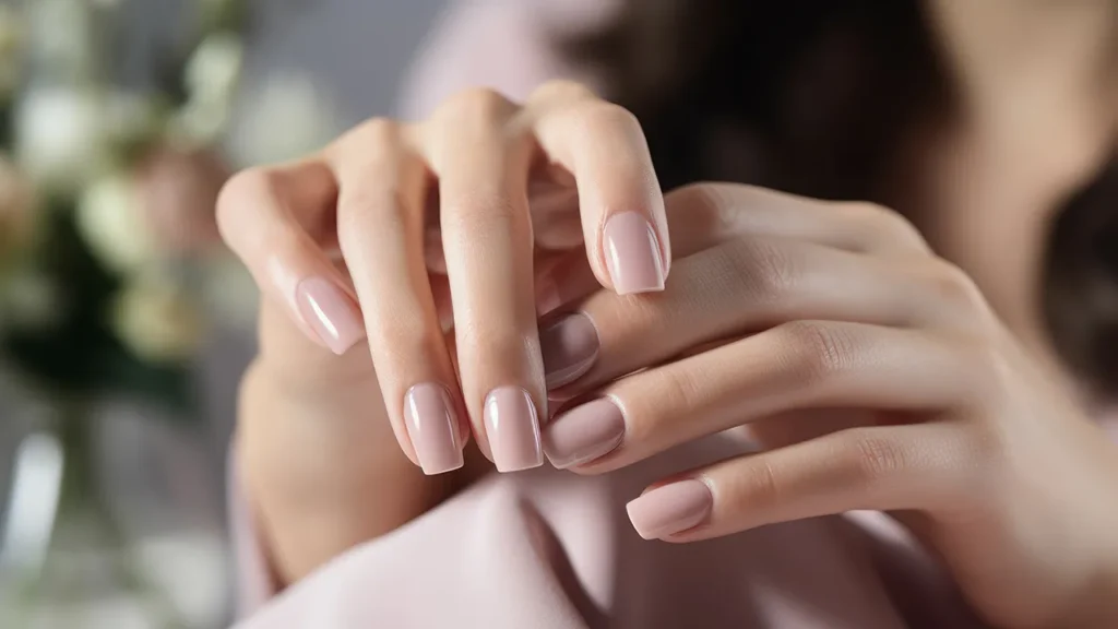 elegant pale pink nail beautifully manicured